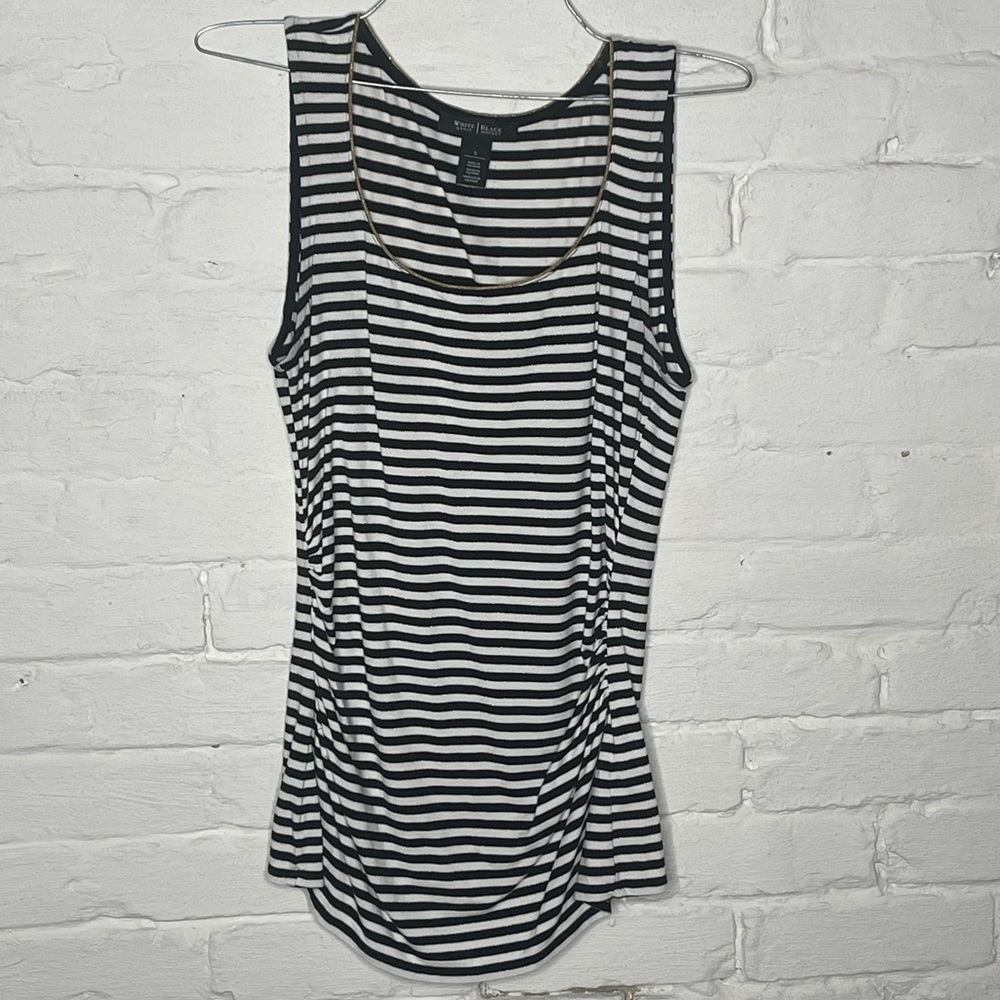 White House Black Market Black and White Striped Tank Top